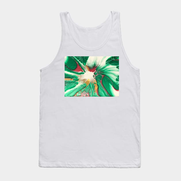 Green and Red Floral Spin Tank Top by Sasa-paints